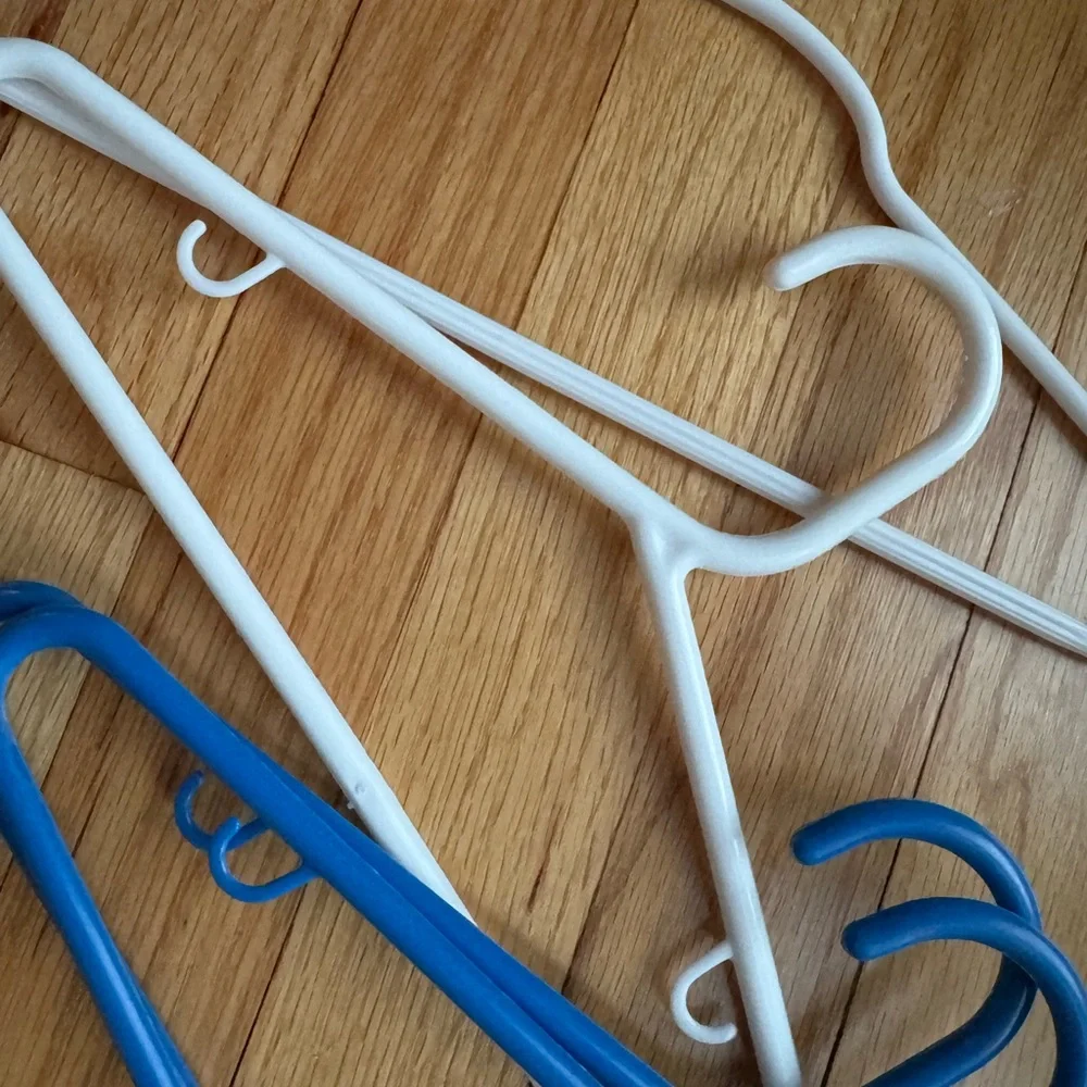 Kids Blue and White Plastic Hangers